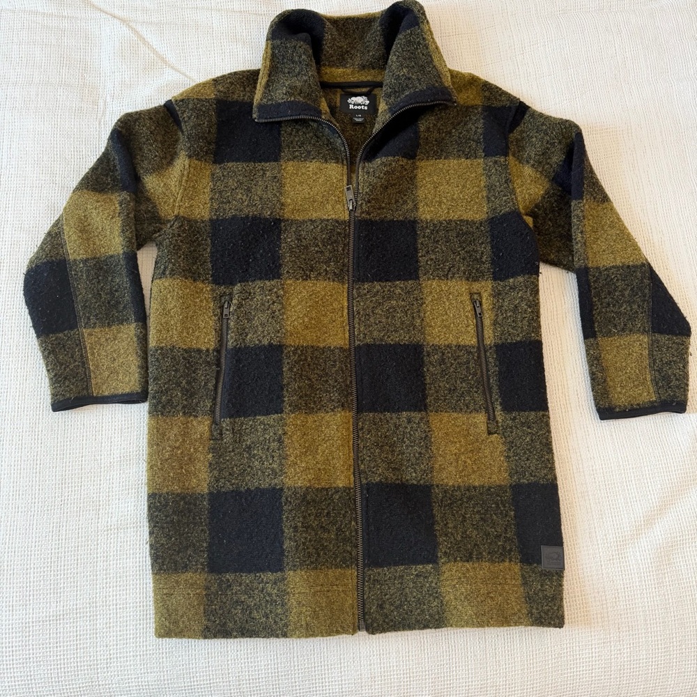 Roots Plaid Seymour Jacket Wool Coat (green and black)